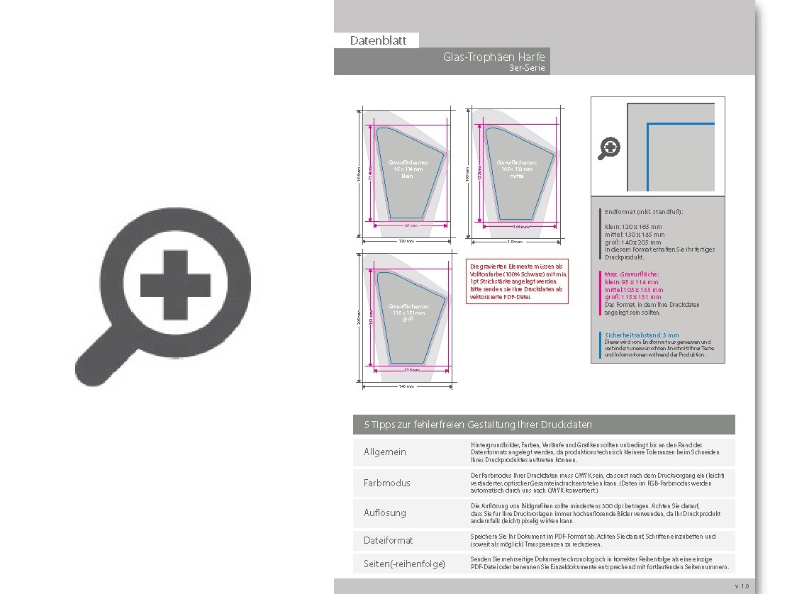 Product Bild 3er-serie_glas-troph__en_harfe_klein_-_mittel_-_gro___mit_einseitiger_lasergravur